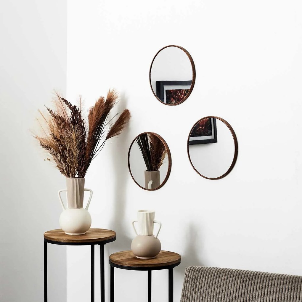 Zrkadlo Nordic Wood, hnedé, sada 3ks