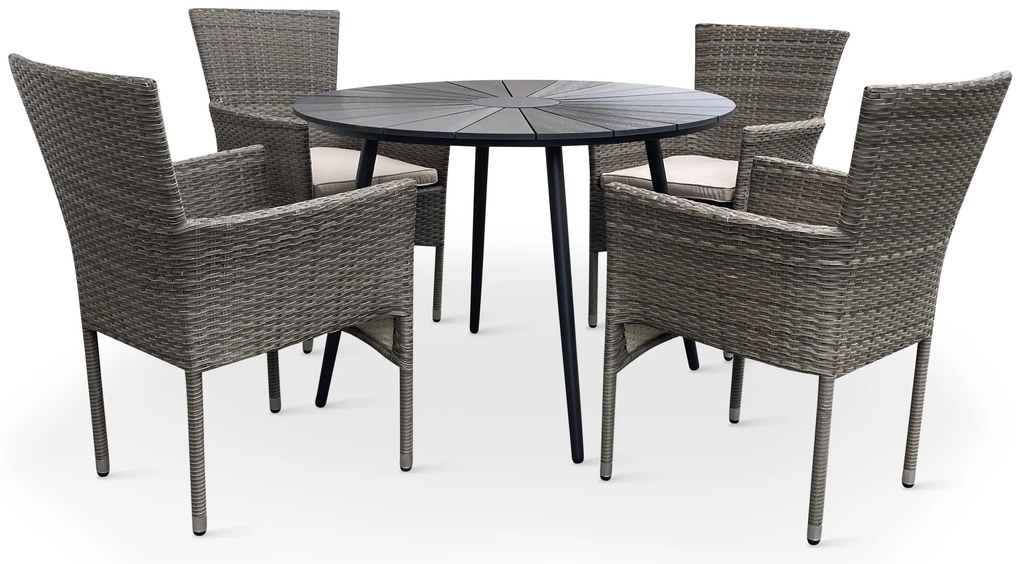 Noela Záhradný jedálenský set Wilder + 4x ratanové kreslo Bali PREMIUM