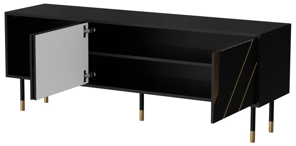 Cama TV stolík Mountain 150 - čierna / zlatá