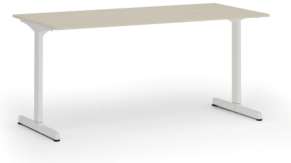 Kancelársky stôl PRIMO BETA, 160x80 cm, biela podnož, breza
