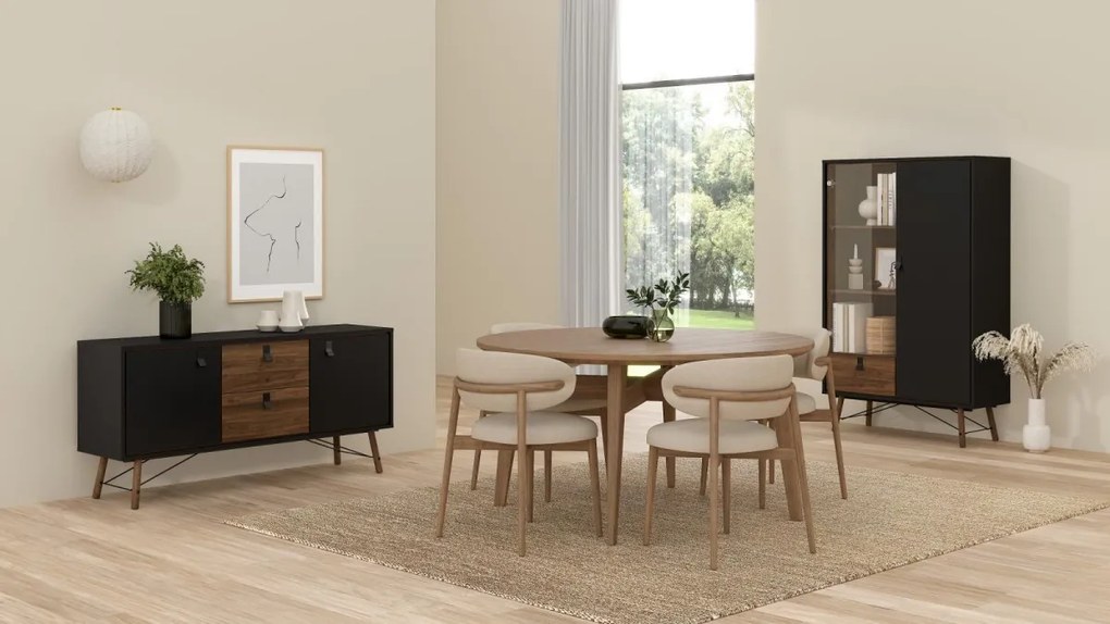 Vitrína Rainy 102 cm čierna/orech tmavý