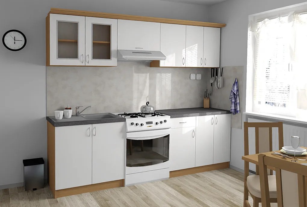 Nabytekmorava Kuchynská linka Bára B farba kuchyne: dub sonoma tmavá / biela