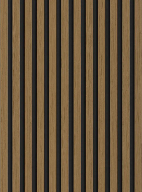 Mexen Lam-F, akustické stenové lamely 275 × 30 cm, plstený podklad 8 mm, technická dyha, teak zlatistý, S105-275307-3015-014