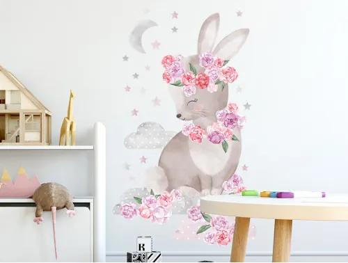 PASTELOWE LOVE Dekorácia na stenu SECRET GARDEN Rabbit - Zajačik ružový PAS-rabpin
