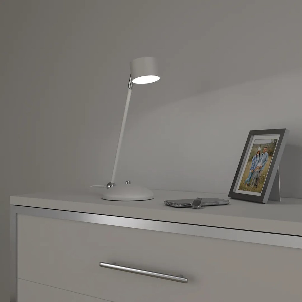 Stolná lampa Arena, 1x biele kovové tienidlo, w/ch
