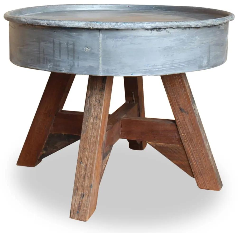 vidaXL Konferenčný stolík z recyklovaného dreva, 60x45 cm, strieborný