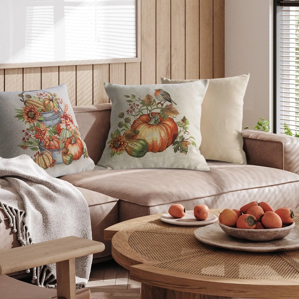 GOBELÍNOVÁ DEKORAČNÁ OBLIEČKA NA VANKÚŠ PUMPKIN2 45X45 CM VZOROVANÁ