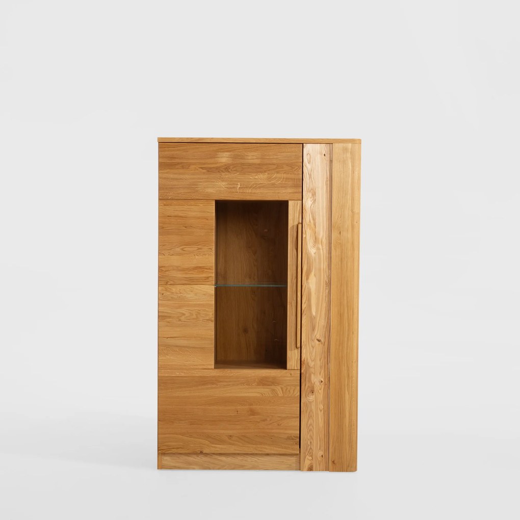 Vitrína London 15 98 cm z masivu s LED osvětlením dub přírodní