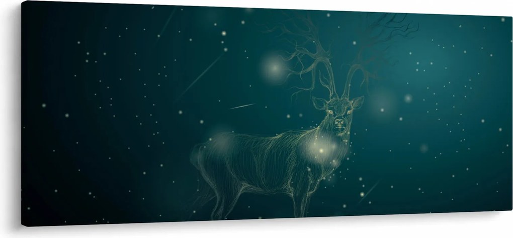 Obraz - Magický jeleň v noci (120x50 cm)