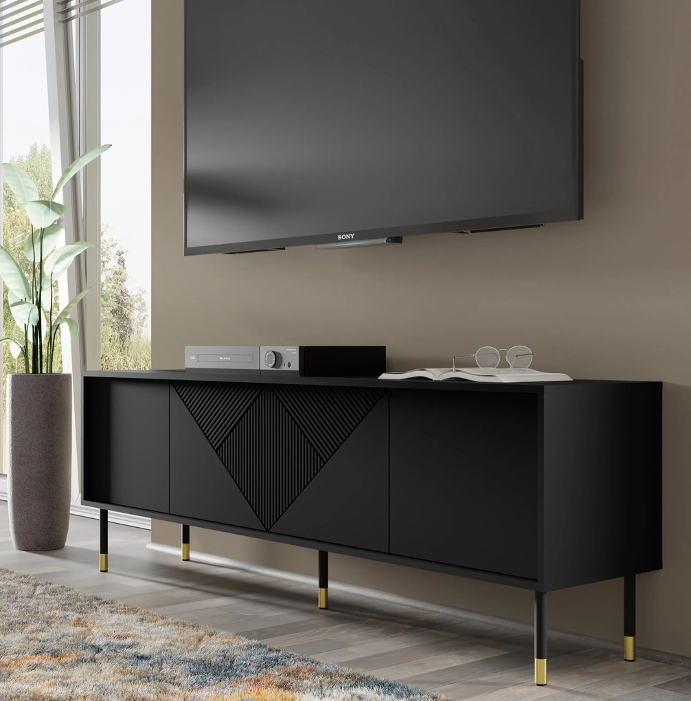 TV stolík/skrinka 4D 180 Wenty (čierna + zlatá). Akcia -20%. Vlastná spoľahlivá doprava až k Vám domov. 1125162