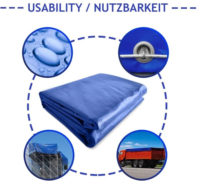 JAGO Plachta 650 g/m², hliníkové oká, modrá, 5 x 7 m