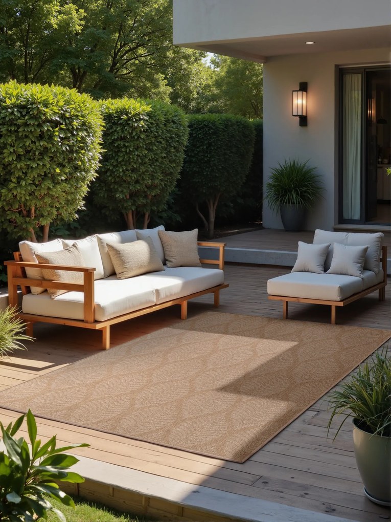 NORTHRUGS, Kusový koberec Duet Liora 106247 Beige/White - na von aj na doma, 160x230, béžová, chodba / predsieň