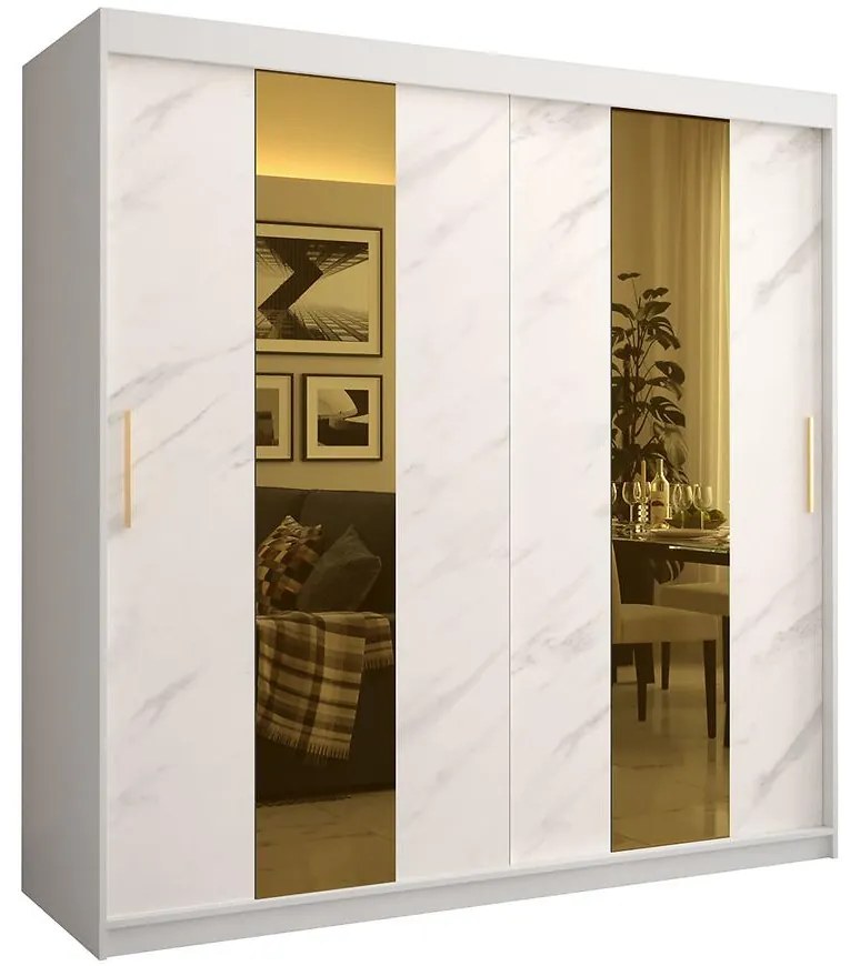 Skriňa Platinum Pole 200 biely mramor/biely