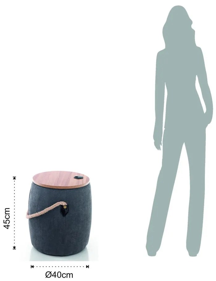 Sivý puf s úložným priestorom Tomasucci Barril