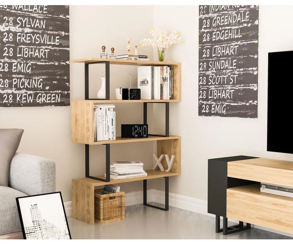 Knižnica ADRIANA 124x91,5 cm béžová/čierna