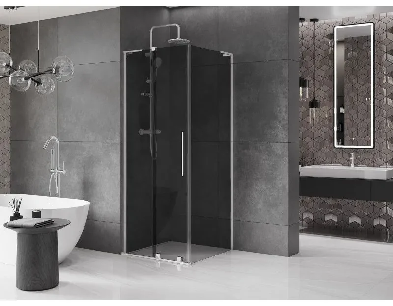 Mexen Velar L, sprchový kút s posuvnými dverami 90 x 90 cm, 8mm šedé sklo, chrómová, 871-090-090-43-01
