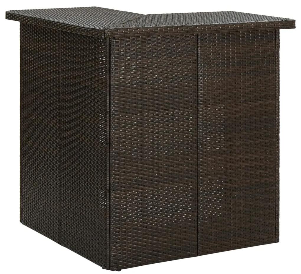 Rohový barový stolík hnedý 100x50x105 cm polyratanový