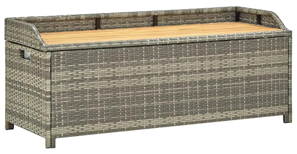 vidaXL Záhradná úložná lavica sivá 120 cm polyratanová