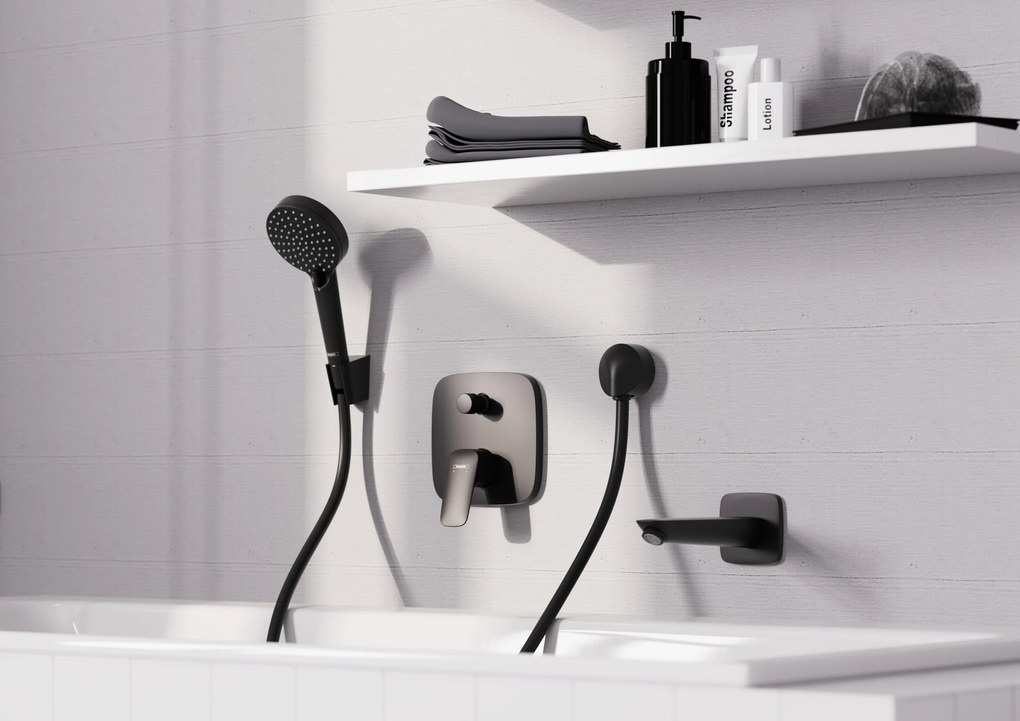 Hansgrohe Logis, vaňový výtok 195 mm, čierna matná, HAN-71410670