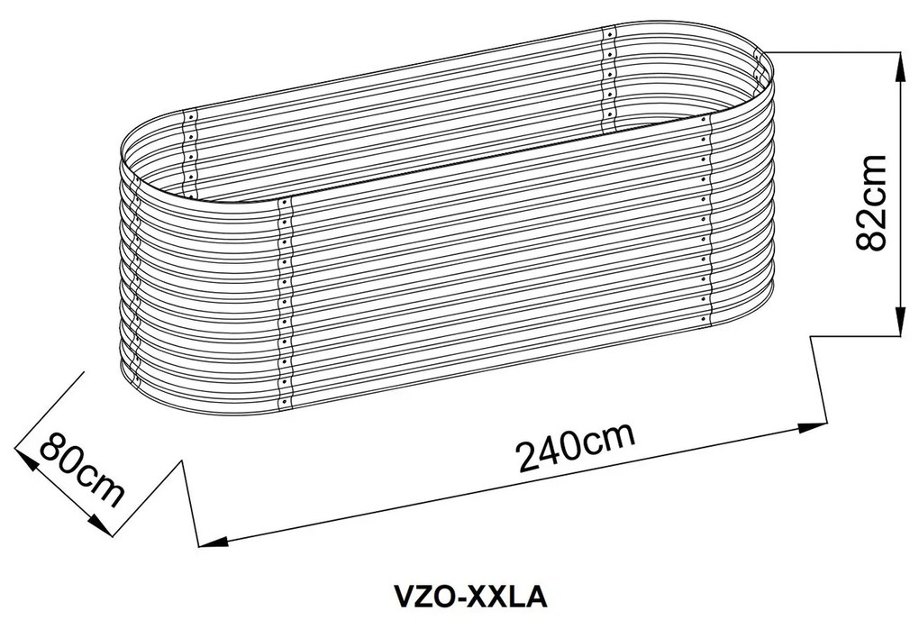 Vyvýšený záhradný záhon BestBerg VZO-XXLA / 240 x 80 x 82 cm / šedá