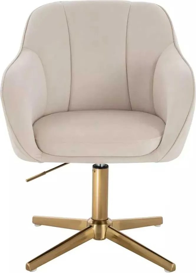 LuxuryForm DESIGN Stolička AVOLA VELUR na zlatom kríži - krémová