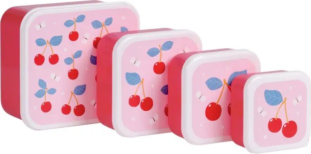 Sada 4 škatuliek na obed a desiatu čerešne