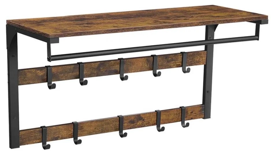 Nástenný vešiak s policou NATE hnedý/čierny