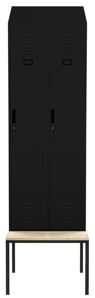 Šatníková skriňa s lavicou a strechou KACPER II PRO, 600 x 2295 x 850 mm, čierna