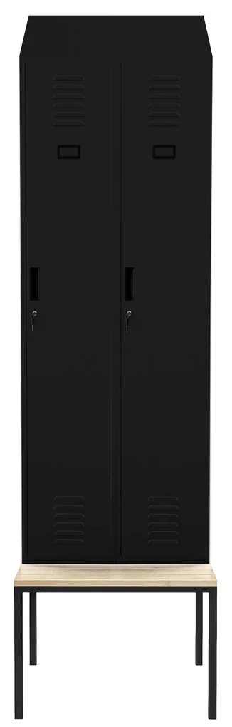 Šatníková skriňa s lavicou a strechou KACPER II PRO, 600 x 2295 x 850 mm, čierna