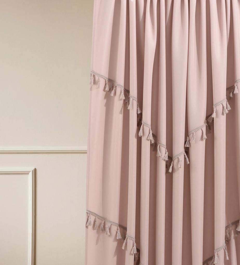 Room99 Hotový záves na páske so strapcami Chloe Jednofarebný Farba: Bielosivá, Veľkosť: 140 x 250 cm