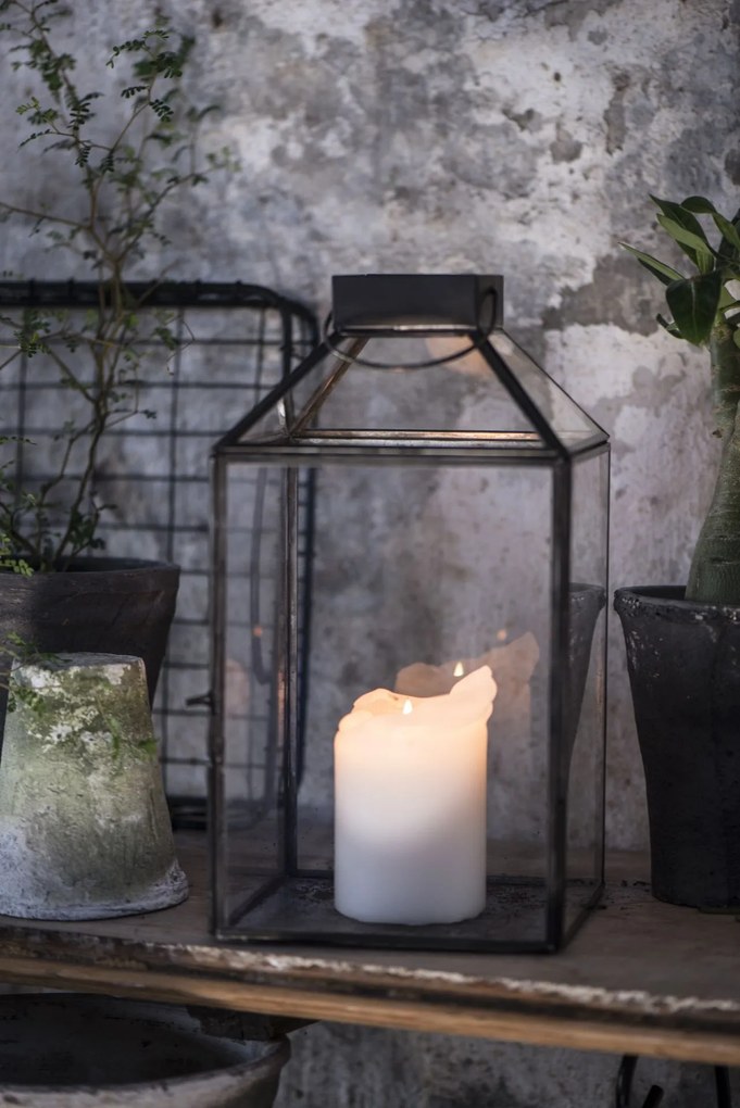 Ib Laursen Sklenený lampáš Norr Black 25,5 cm