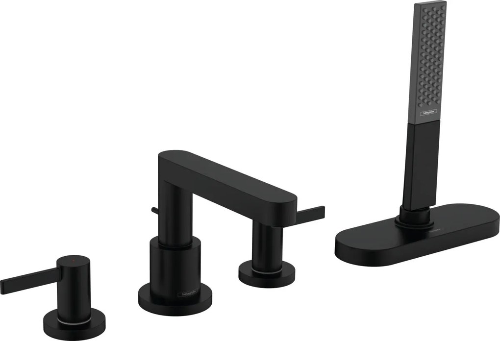 Hansgrohe Finoris, batéria na okraj vane, 4-otvorová inštalácia, sBox, čierna matná, HAN-76444670