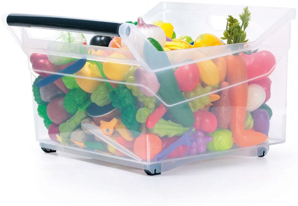 Plastový úložný box na kolieskach NUK5L 29 l - priehľadná