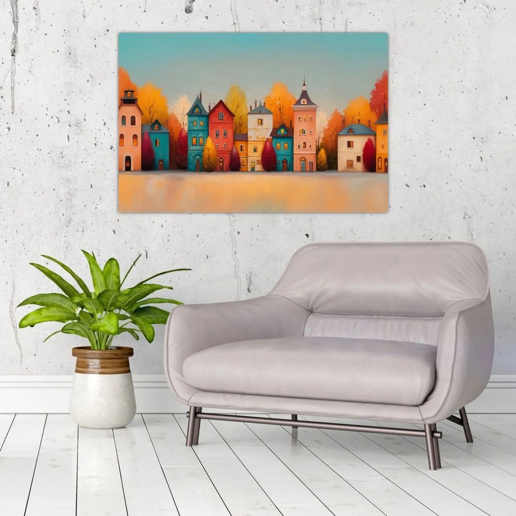 Obraz - Jesenná dedina (90x60 cm)