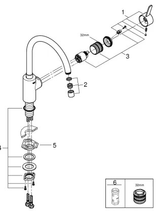 GROHE 31494001 - Drezová batéria GET, lesklý chróm