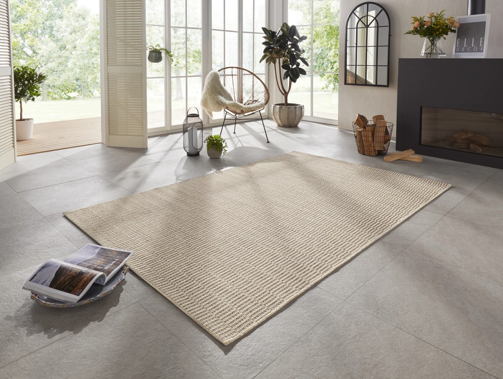 Kusový koberec Brave 103608 Cream z kolekcie Elle – na von aj na doma, 80x150, béžová, chodba / predsieň, ELLE Decoration