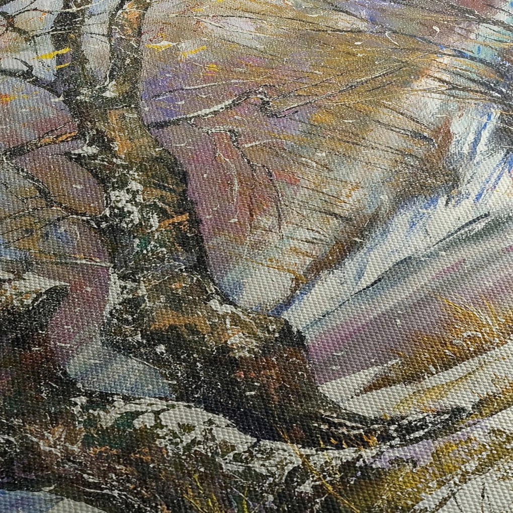 Obraz maľovanej zimnej krajiny (70x50 cm)
