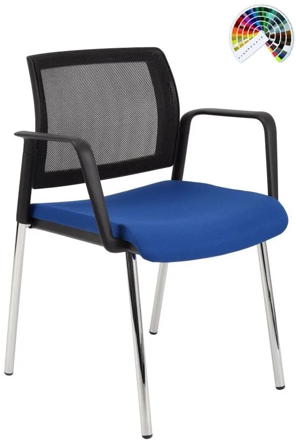 Konferenčná rokovacia stolička KENT PROKUR SIEŤ black & white čalúnenie KOŽA