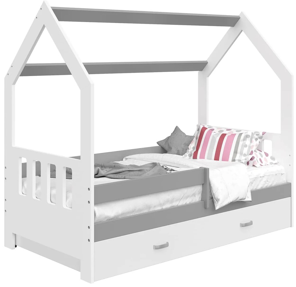 Detská posteľ Domček 160x80 D3C biela s roštem