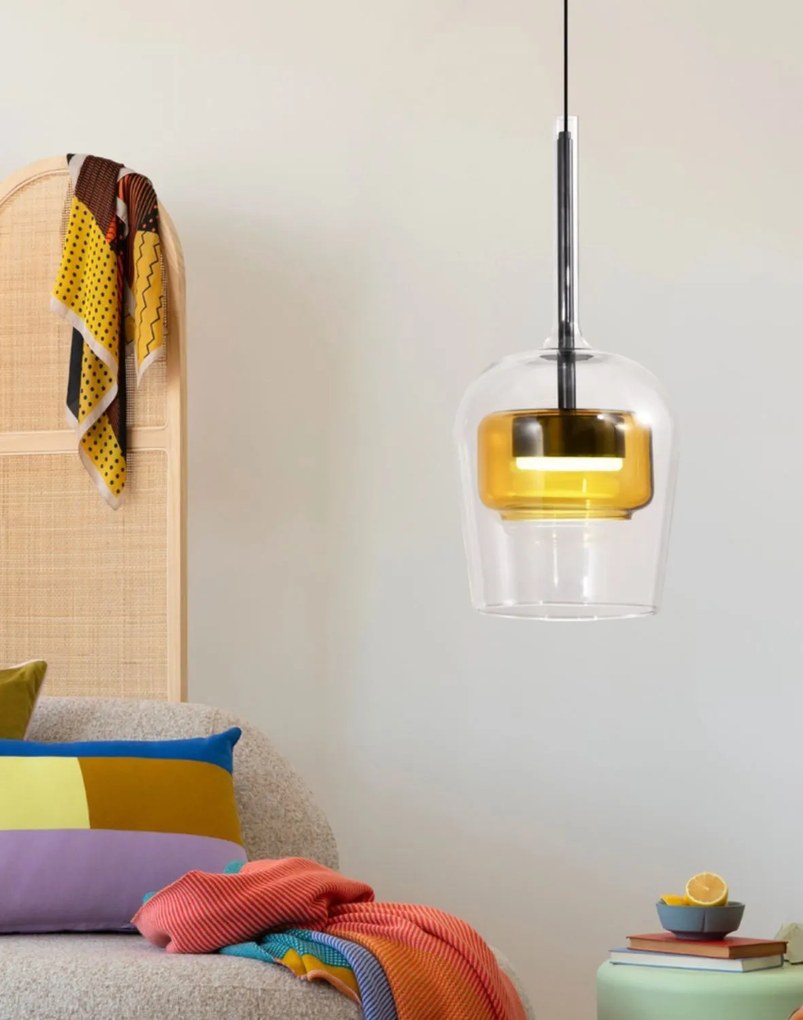 Jednoduchá sklenená závesná lampa Glaxi