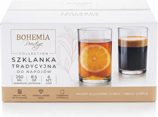 BOHEMIA PRESTIGE TRADITIONAL GLASSES POHÁR NA VODU 250ML SADA 6KS