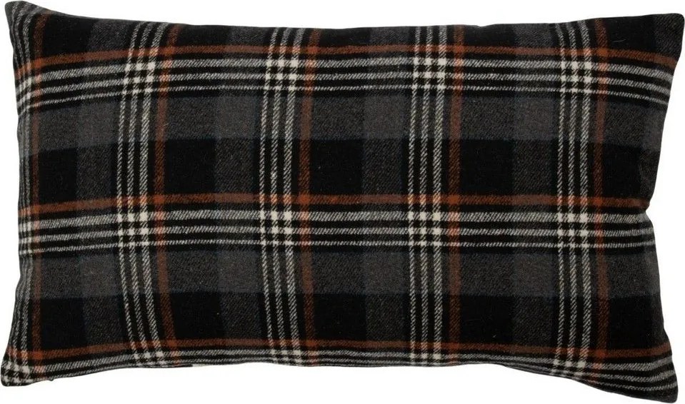 Béžovo-hnedý vankúš s motívom jeleňa a kockovaným vzorom Check Deer – 30*50*6 cm