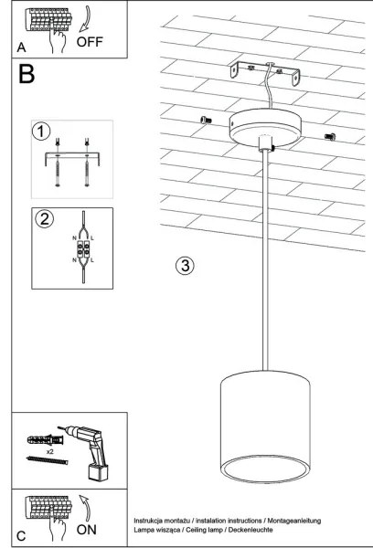 Luster na lanku ORBIS 1 1xGU10/40W/230V šedá