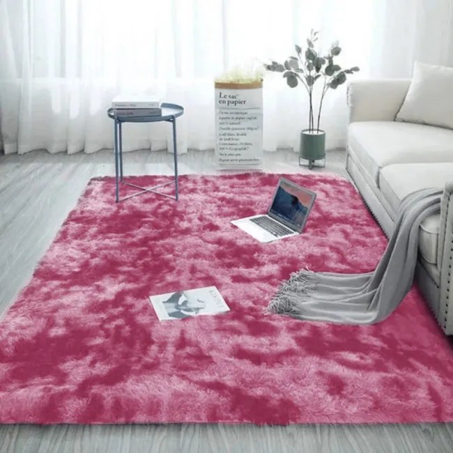 Protišmykový koberec SHAGGY ombré, červený