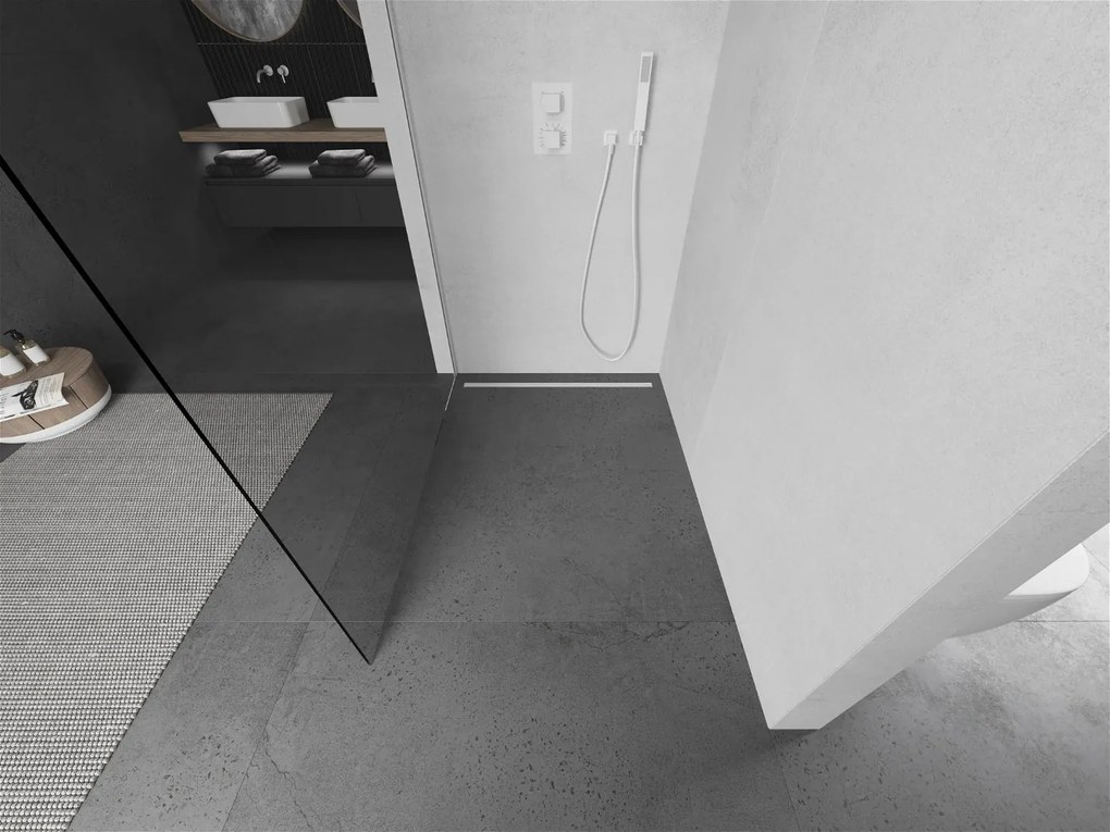 Mexen Kioto, Walk-In sprchová zástena 80 x 200 cm, 8mm číre sklo, biely profil, 800-080-101-20-00