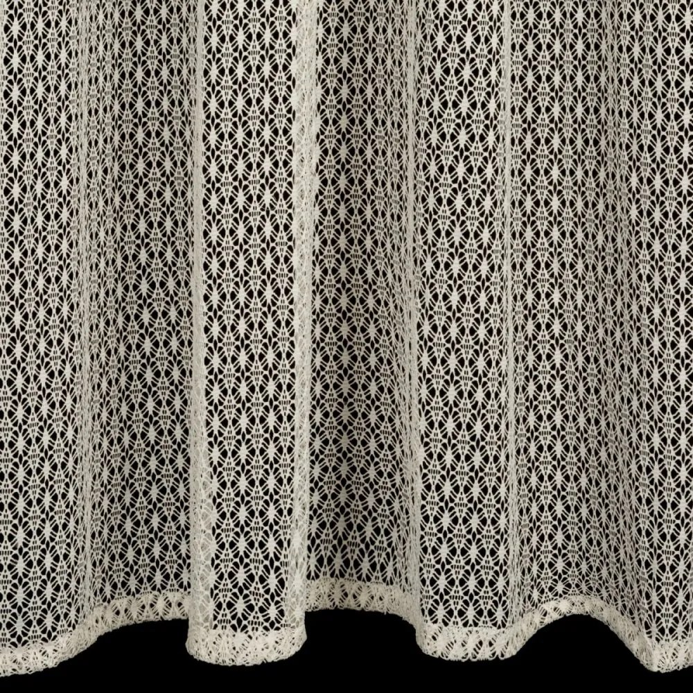 Záclona na kruhy s romantickým háčkovaným ažúrovým vzorom - béžová Šírka: 140 cm | Dĺžka: 250 cm