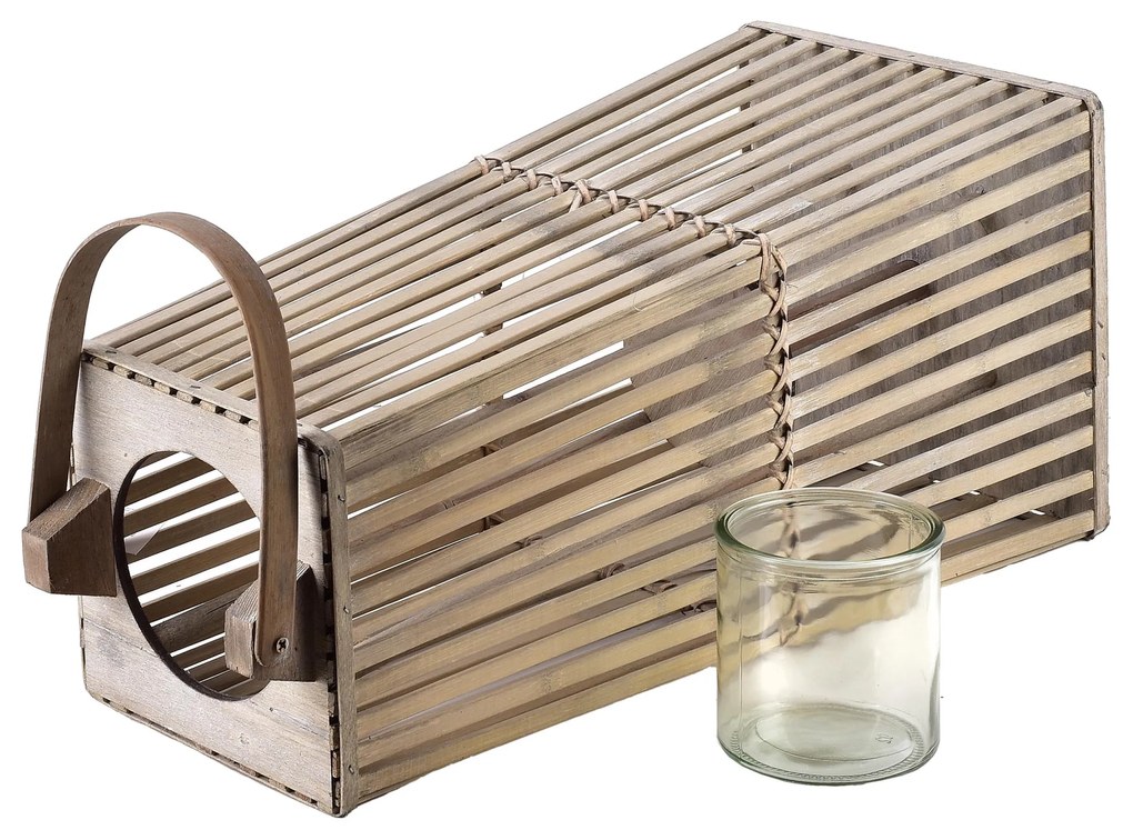 Proutěná lucerna LUCIE Grey 23x48 cm šedá