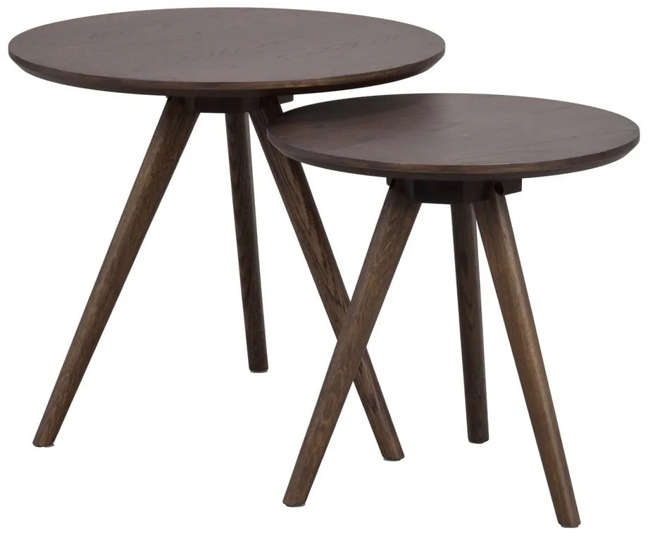 Okrúhly odkladací stolík s doskou v dubovom dekore ø 50 cm Yumi – Rowico