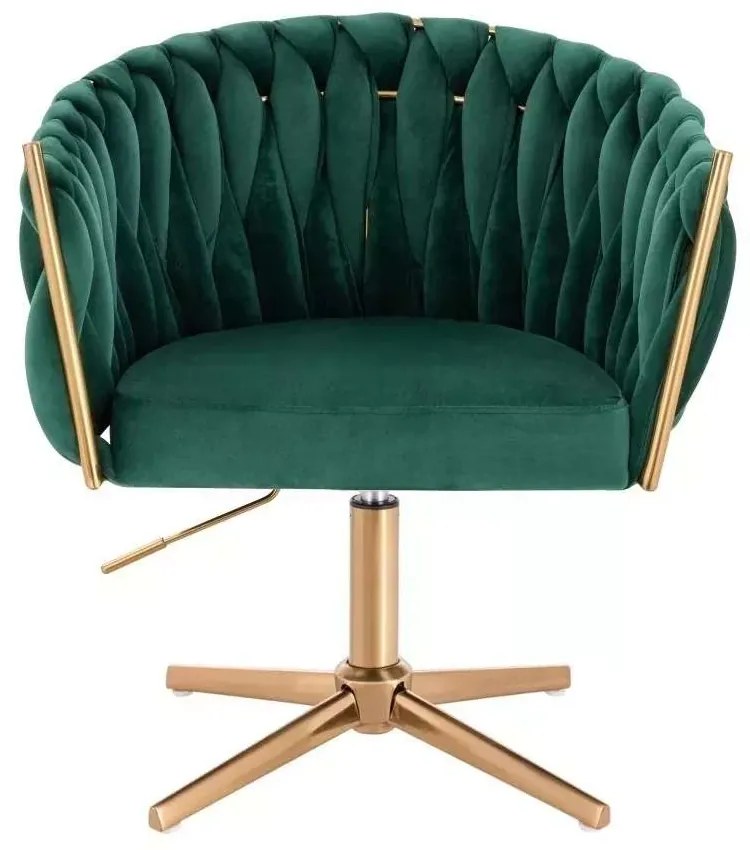 LuxuryForm DESIGN Stolička NORDEN VELUR na zlatom kríži - zelená