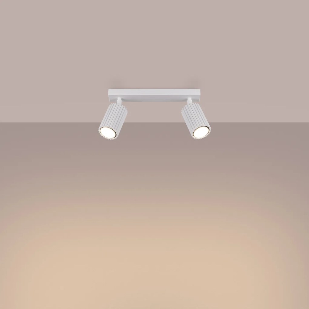 Bodové svietidlo Karbon, 2x biele kovové tienidlo, (možnosť polohovania)